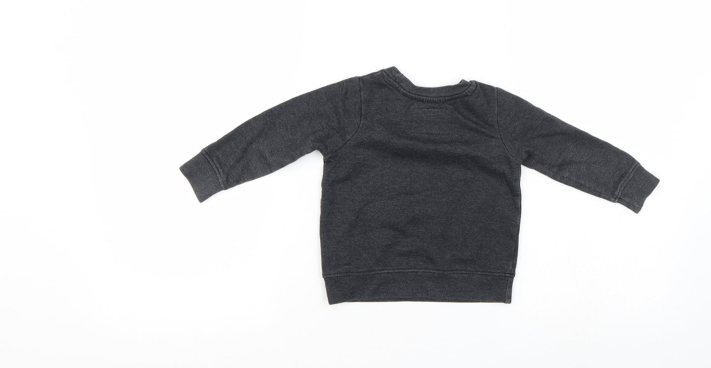 Mini Rebel Boys Black   Pullover Jumper Size 12-18 Months