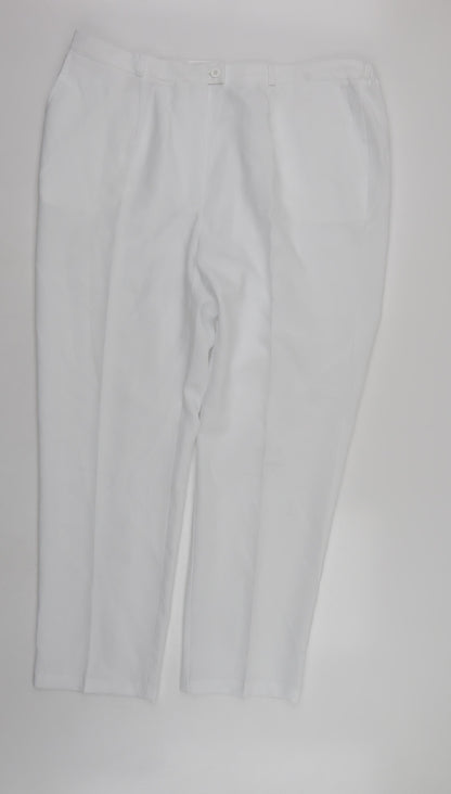 Womens UK Size 20 Afibel Regular Fit  White Trousers
