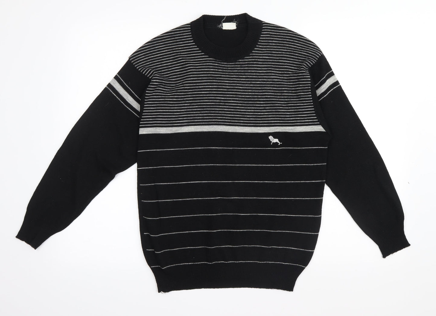 Preworn Mens Black Striped  Pullover Jumper Size S