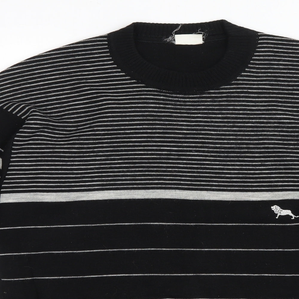 Preworn Mens Black Striped  Pullover Jumper Size S