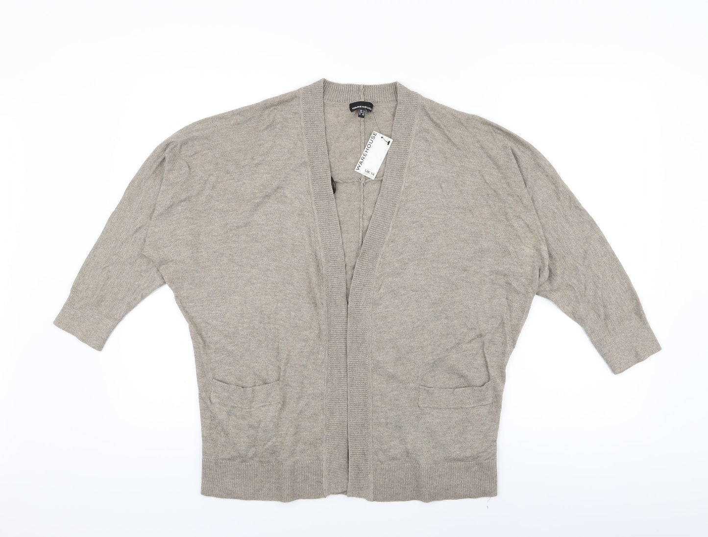 Warehouse Womens Beige   Cardigan Jumper Size 14