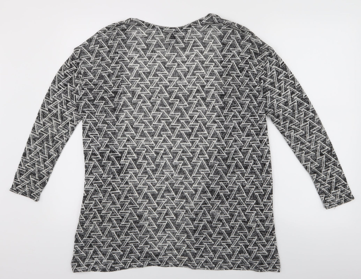 Divided Womens Black Geometric  Cardigan Jumper Size S