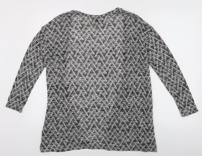 Divided Womens Black Geometric  Cardigan Jumper Size S