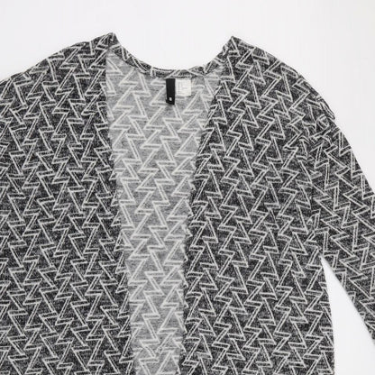 Divided Womens Black Geometric  Cardigan Jumper Size S