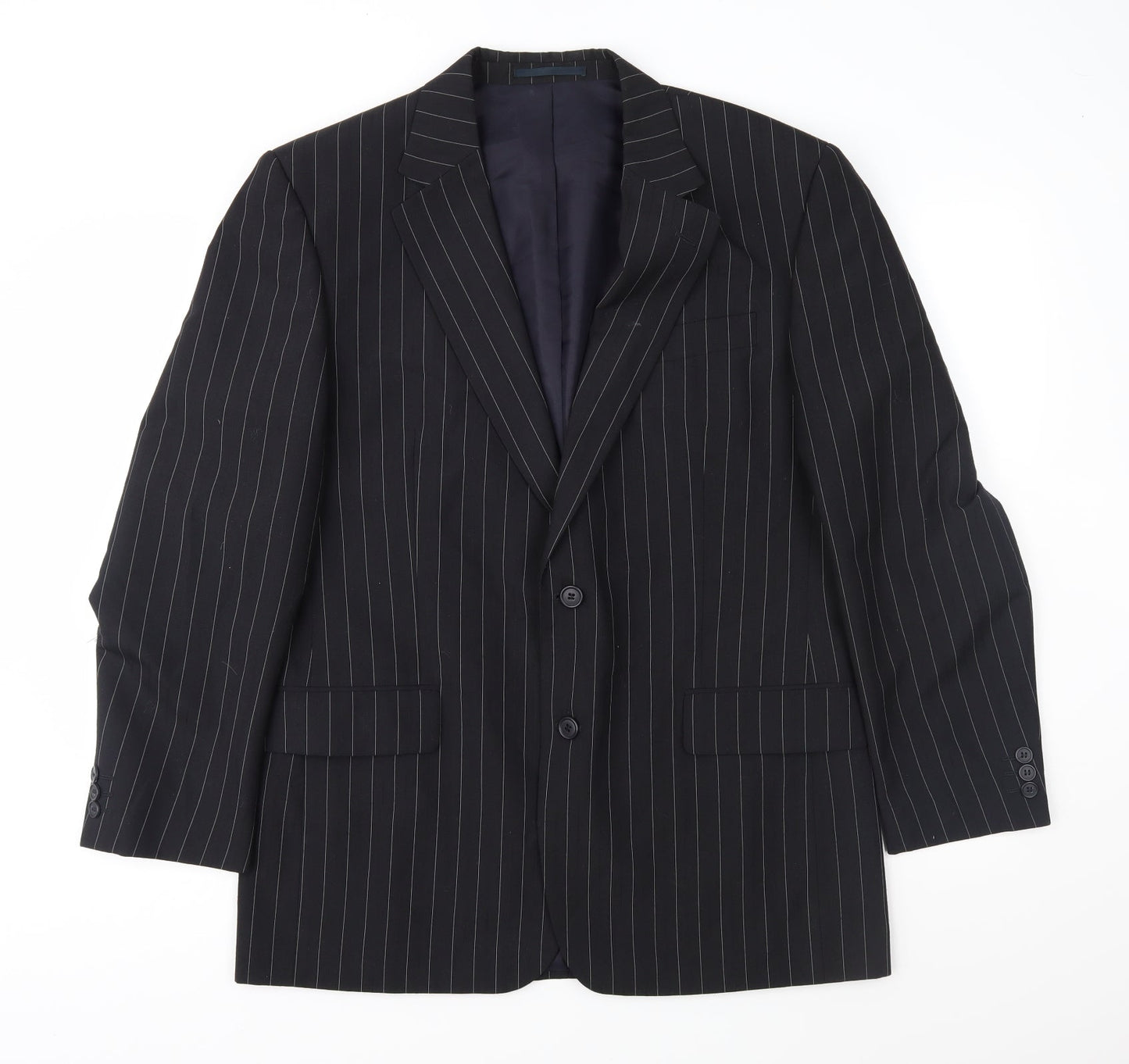 Armando Mens Black Striped  Jacket Suit Jacket Size 42