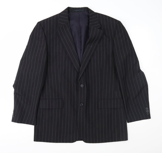 Armando Mens Black Striped  Jacket Suit Jacket Size 42