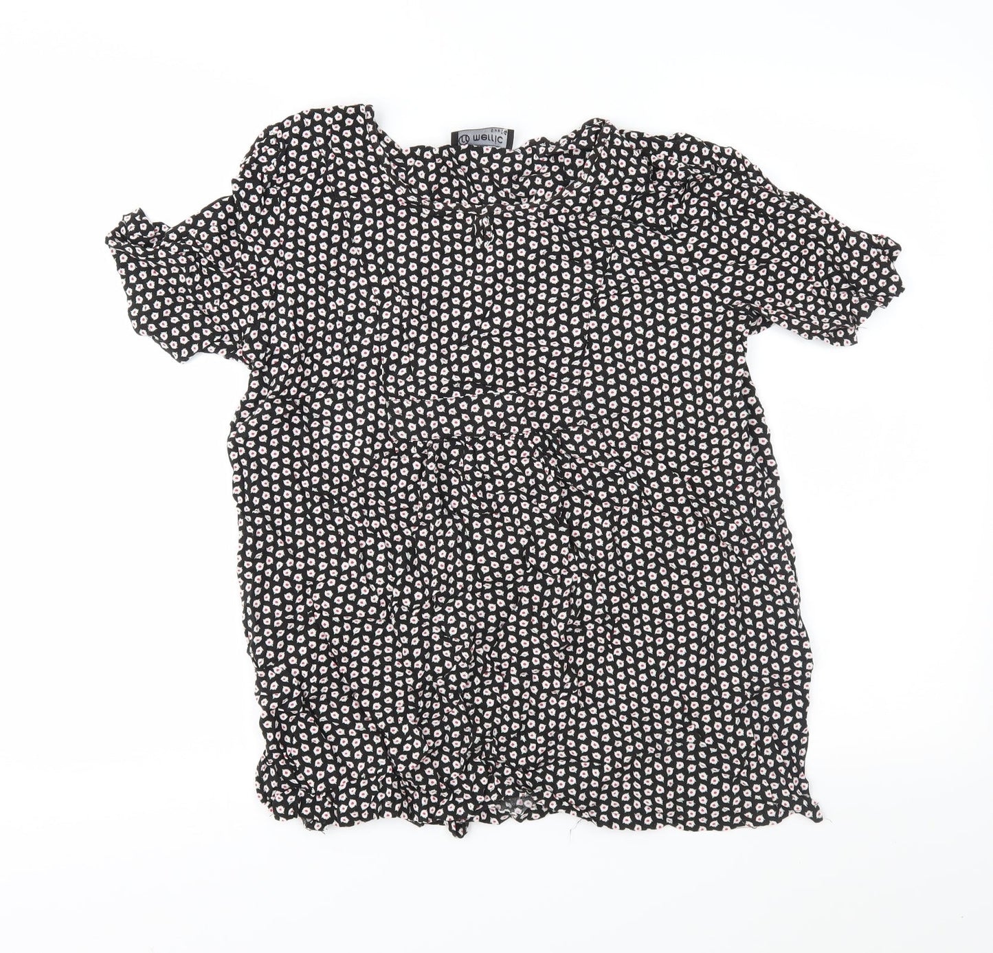 Merric Womens Black Geometric  Basic Blouse Size 14