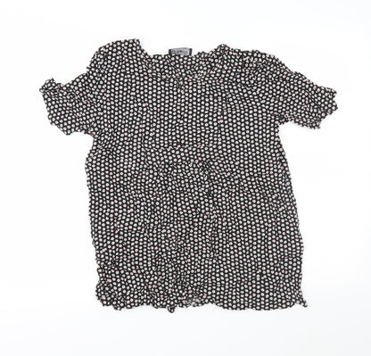 Merric Womens Black Geometric  Basic Blouse Size 14