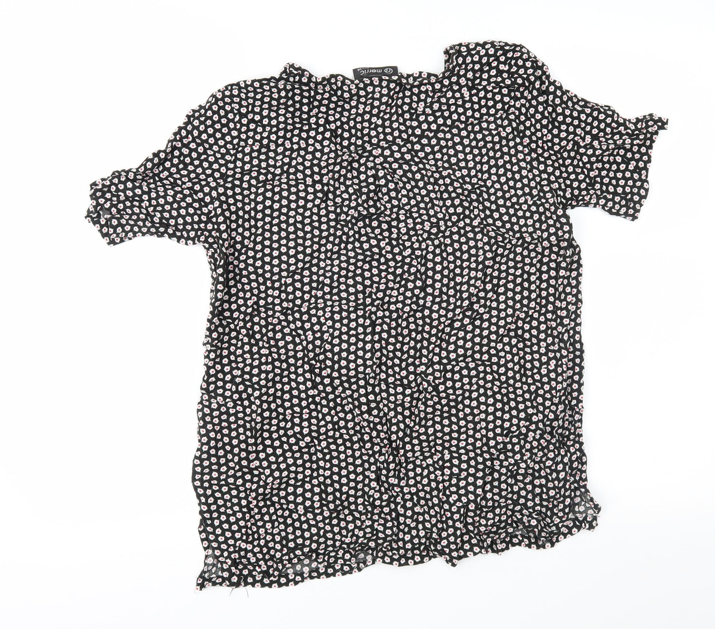 Merric Womens Black Geometric  Basic Blouse Size 14