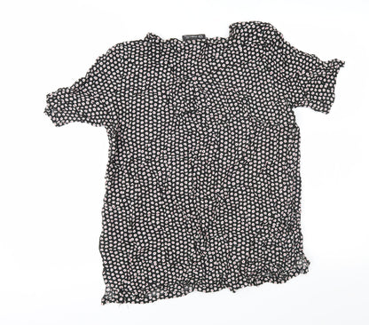 Merric Womens Black Geometric  Basic Blouse Size 14