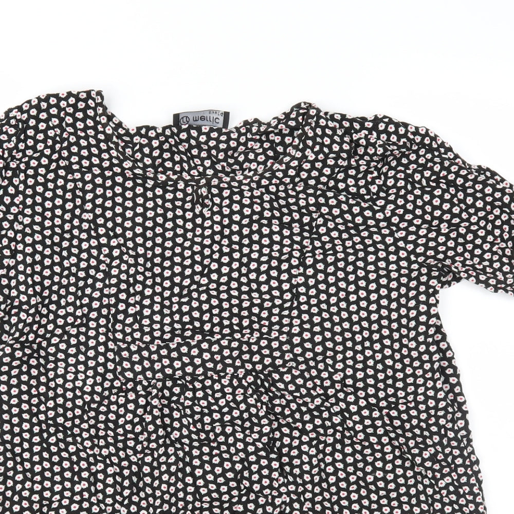 Merric Womens Black Geometric  Basic Blouse Size 14