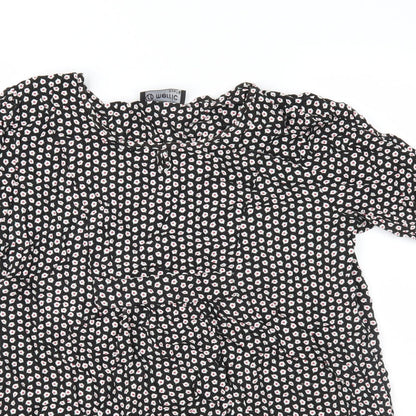 Merric Womens Black Geometric  Basic Blouse Size 14