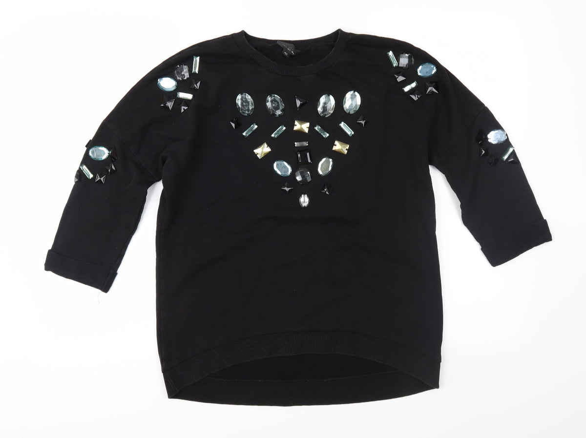Topshop Womens Black   Pullover Sweatshirt Size 6