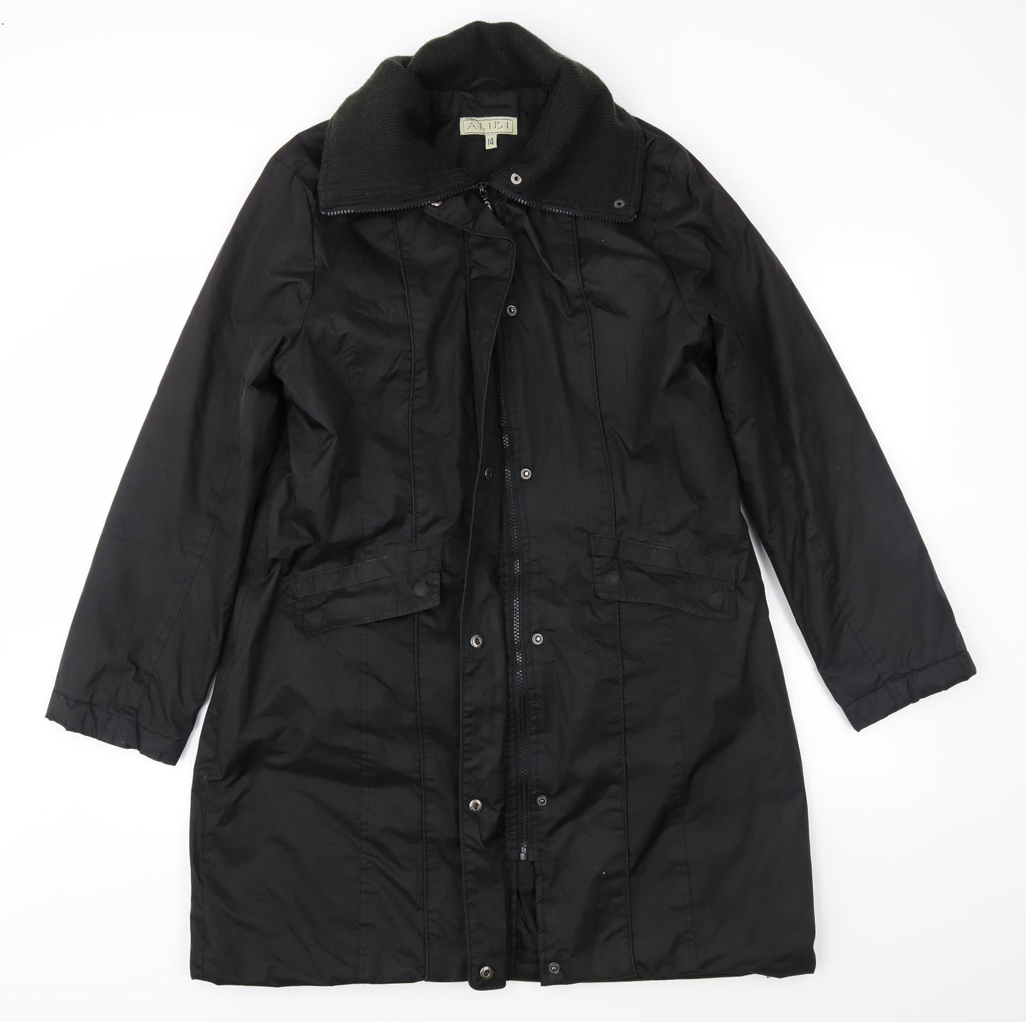 Alibi Womens Black   Overcoat Coat Size 14