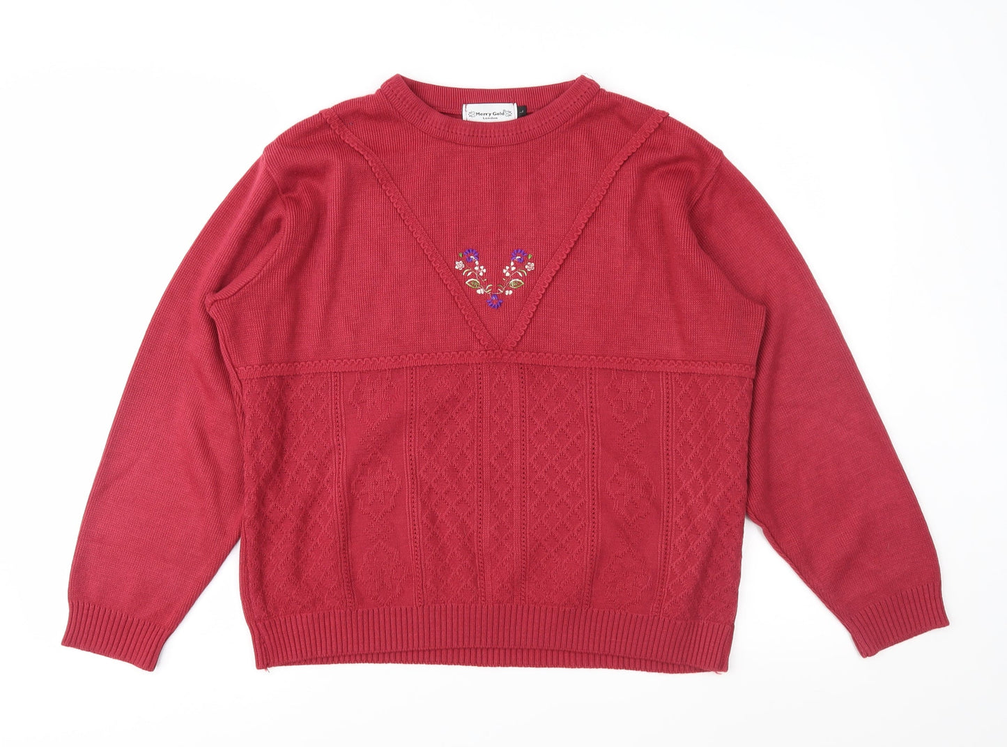 Merry Gold Womens Pink  Knit Pullover Jumper Size L