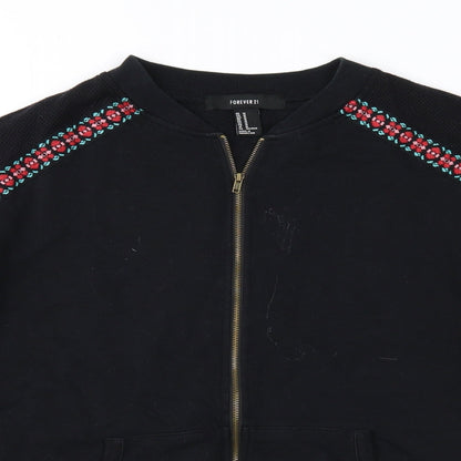 Womens UK Size M FOREVER 21 Black Full Zip Sweatshirt