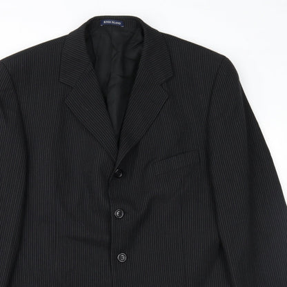 Mens UK Size 42 River Island Regular Black Suit Jacket