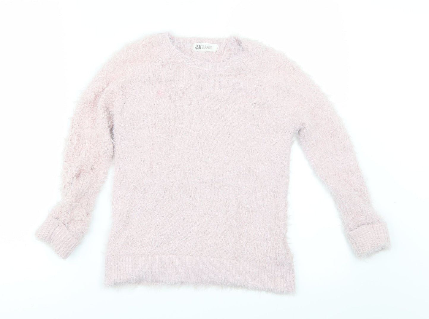 H&M Girls Pink   Pullover Jumper Size 7-8 Years  - FLUFFY
