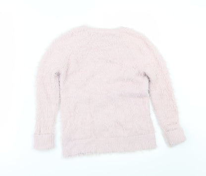 H&M Girls Pink   Pullover Jumper Size 7-8 Years  - FLUFFY