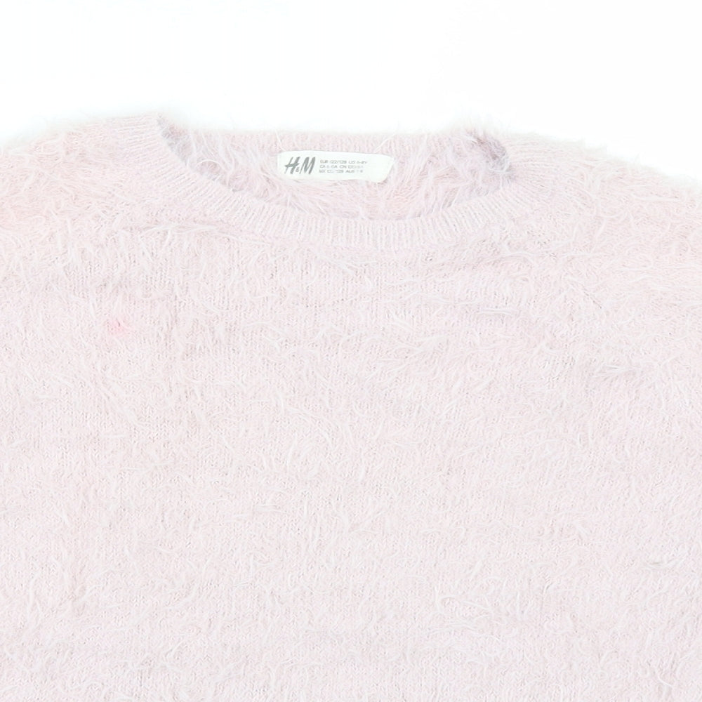 H&M Girls Pink   Pullover Jumper Size 7-8 Years  - FLUFFY