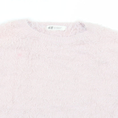 H&M Girls Pink   Pullover Jumper Size 7-8 Years  - FLUFFY