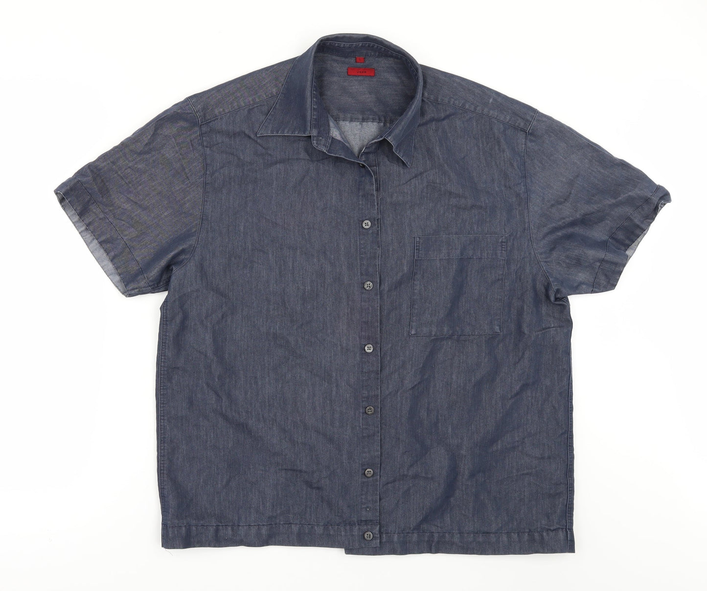 Mens UK Size L Debenhams Blue  Button-Up Short Sleeve Casual Shirt