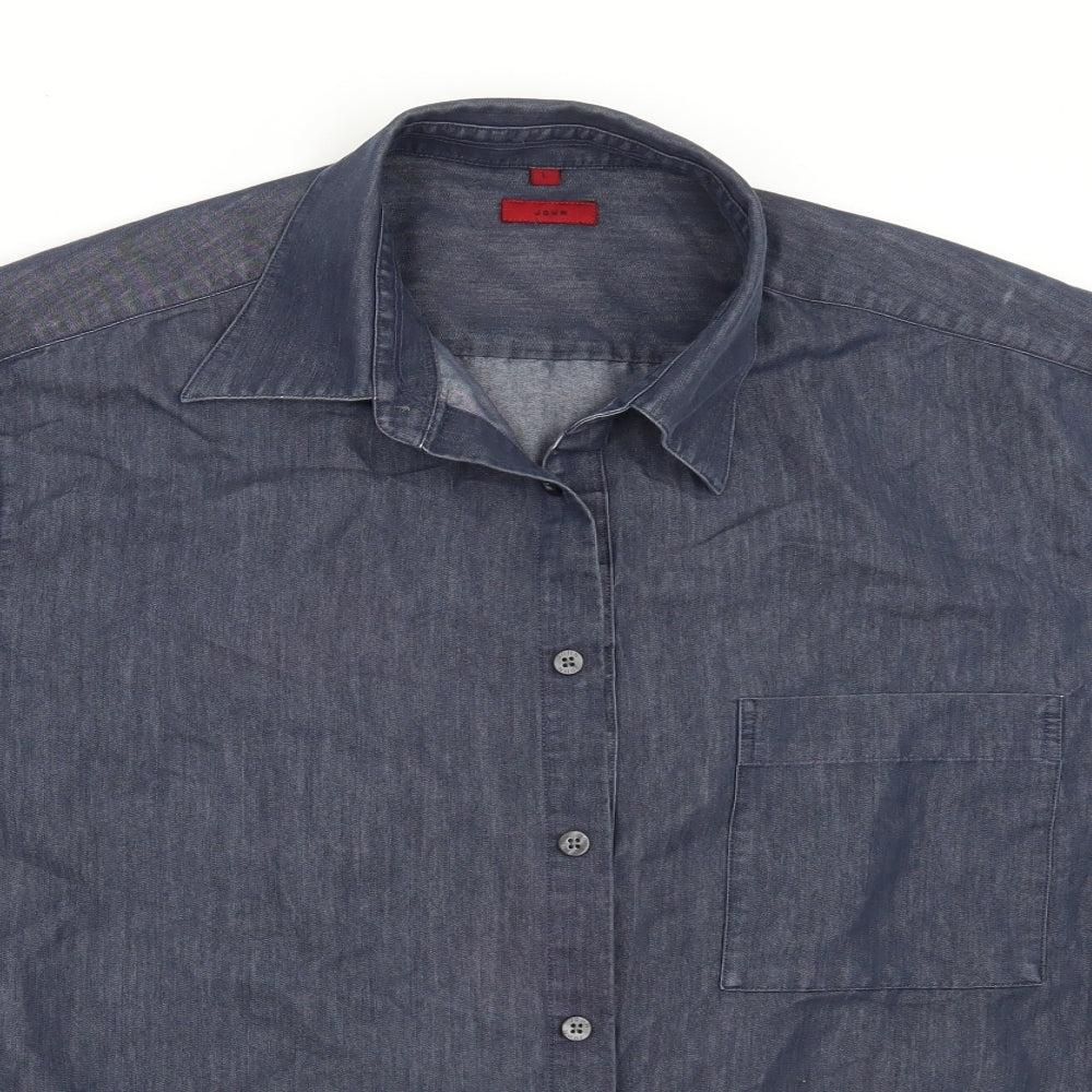Mens UK Size L Debenhams Blue  Button-Up Short Sleeve Casual Shirt