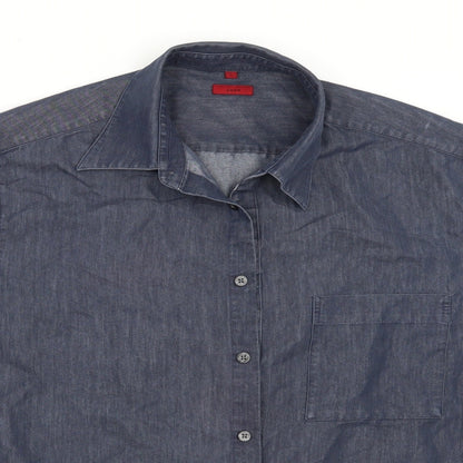 Mens UK Size L Debenhams Blue  Button-Up Short Sleeve Casual Shirt