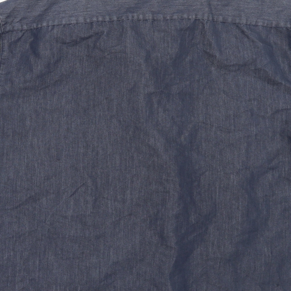 Mens UK Size L Debenhams Blue  Button-Up Short Sleeve Casual Shirt