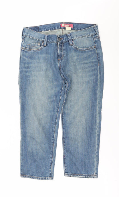 Womens UK Size 29 in SQIN Regular Fit Cropped Blue Jeans