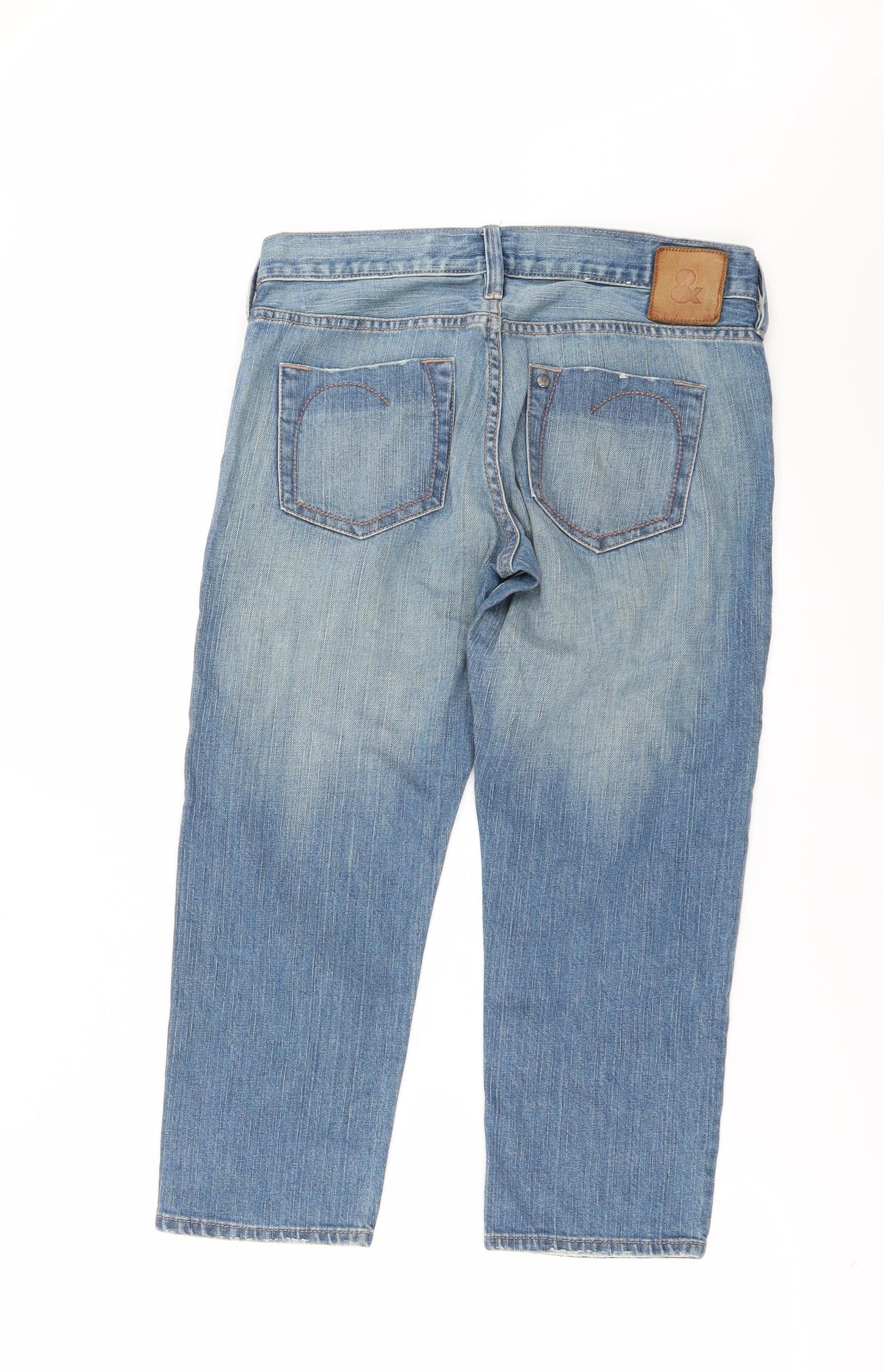 Womens UK Size 29 in SQIN Regular Fit Cropped Blue Jeans