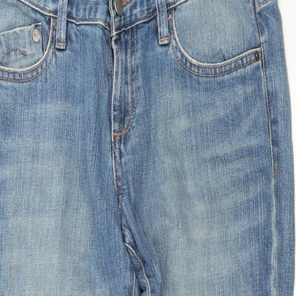 Womens UK Size 29 in SQIN Regular Fit Cropped Blue Jeans