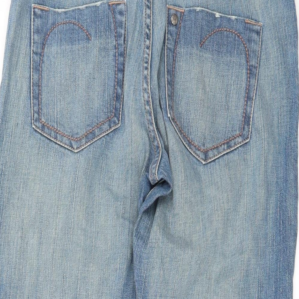 Womens UK Size 29 in SQIN Regular Fit Cropped Blue Jeans