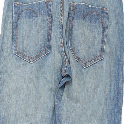 Womens UK Size 29 in SQIN Regular Fit Cropped Blue Jeans