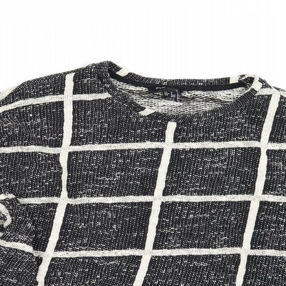 New Look Womens Black Check  Pullover Sweatshirt Size M  - CROPPED