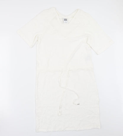 VERO MODA Womens White   T-Shirt Dress  Size XS  - Drawstring waist