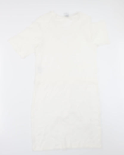 VERO MODA Womens White   T-Shirt Dress  Size XS  - Drawstring waist
