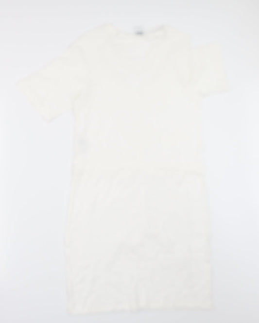 VERO MODA Womens White   T-Shirt Dress  Size XS  - Drawstring waist