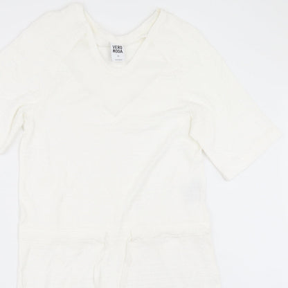 VERO MODA Womens White   T-Shirt Dress  Size XS  - Drawstring waist
