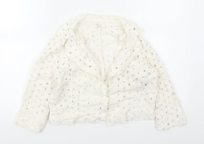 Marks & Spencer Womens White   Cardigan Jumper Size 12