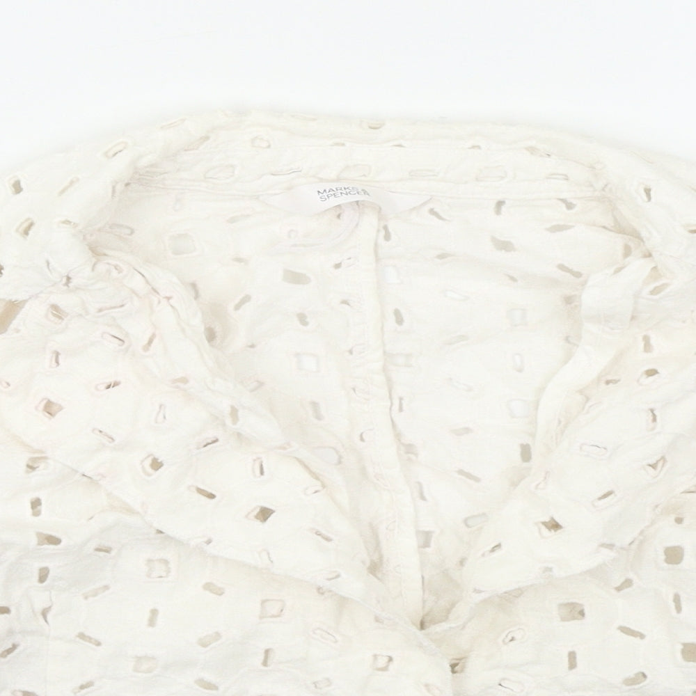 Marks & Spencer Womens White   Cardigan Jumper Size 12