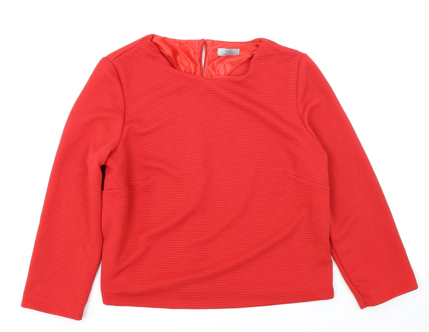 F&F Womens Red   Basic Blouse Size 12  - Ribbed