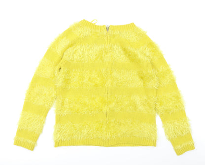 Be Beau Womens Yellow Striped  Pullover Jumper Size 8