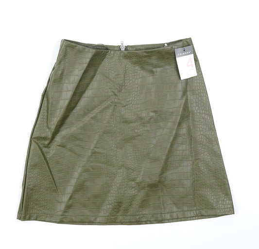 Primark Womens Green Animal Print  A-Line Skirt Size 4