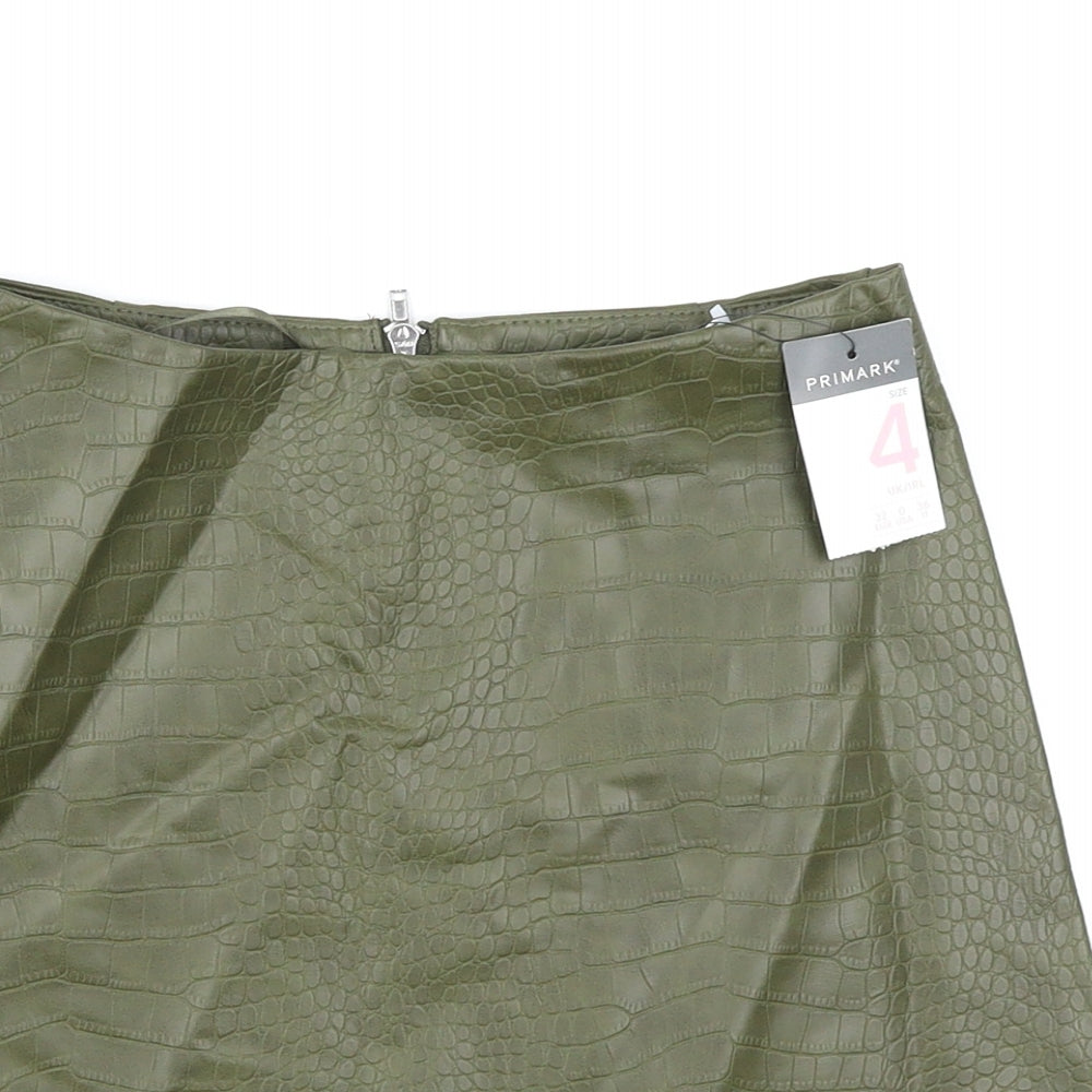 Primark Womens Green Animal Print  A-Line Skirt Size 4