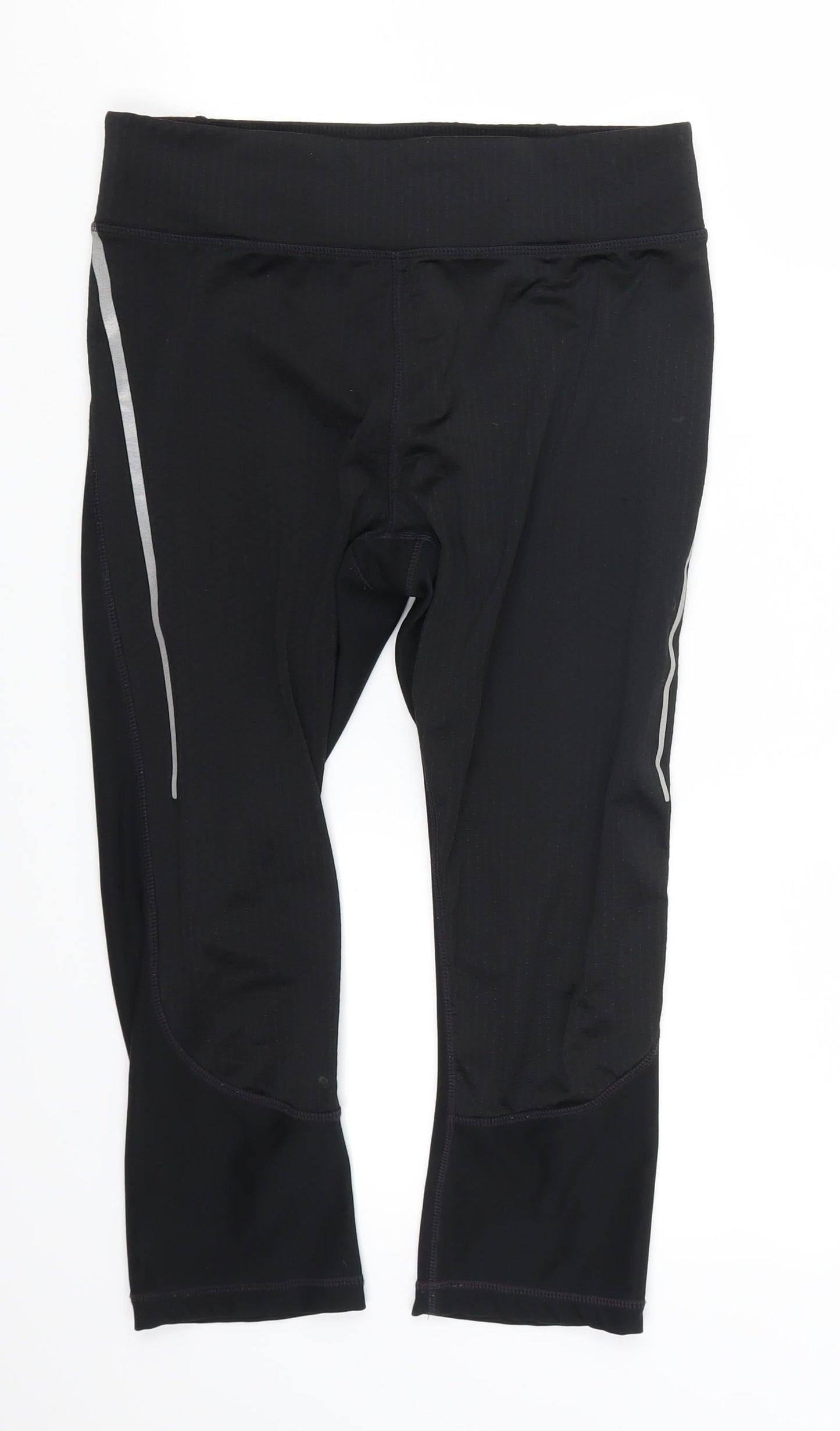 Womens UK Size 8 Athletic Works Regular Fit Cropped Black Leggings