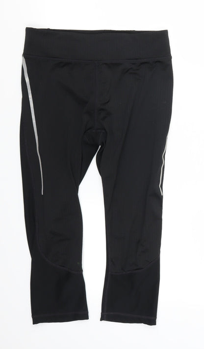 Womens UK Size 8 Athletic Works Regular Fit Cropped Black Leggings