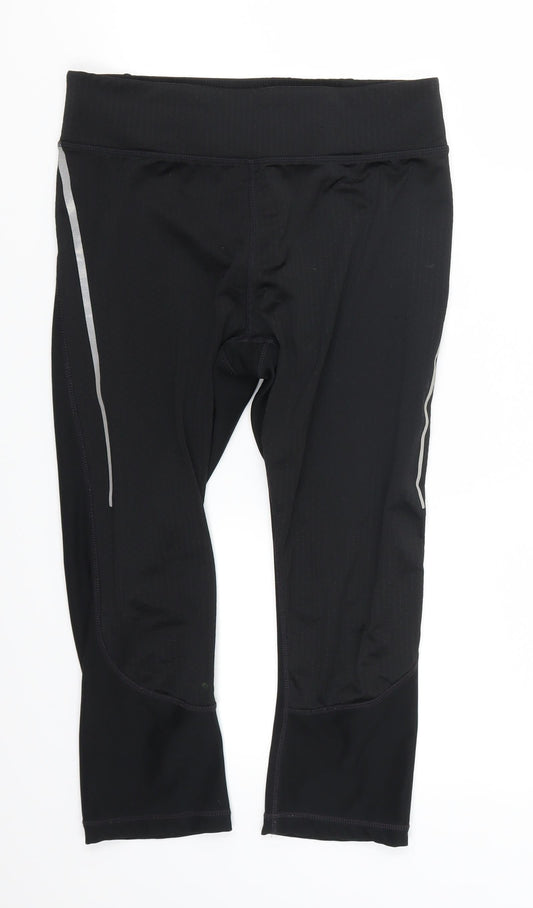 Womens UK Size 8 Athletic Works Regular Fit Cropped Black Leggings