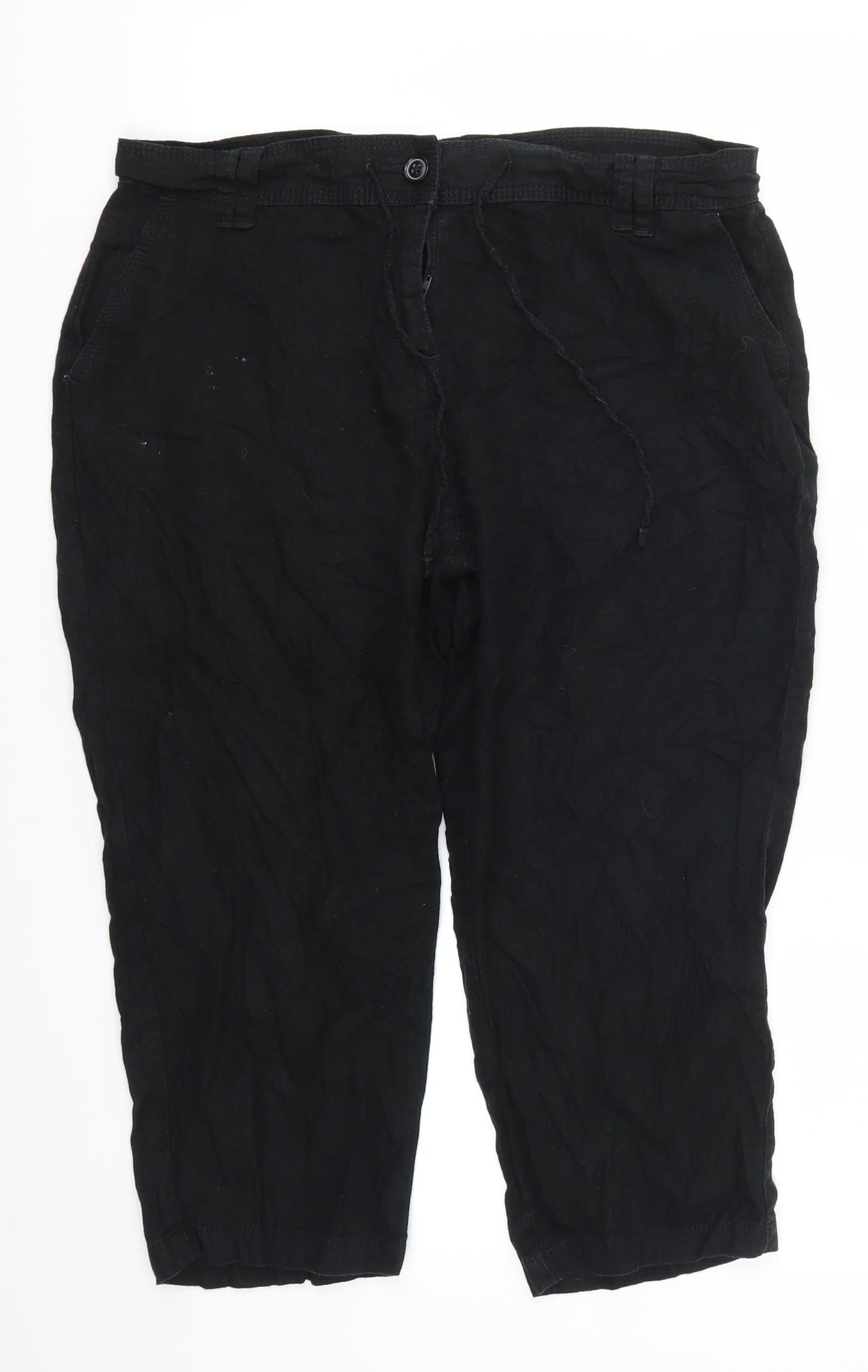 Womens UK Size 12 NEXT Regular Fit Cropped Black Trousers