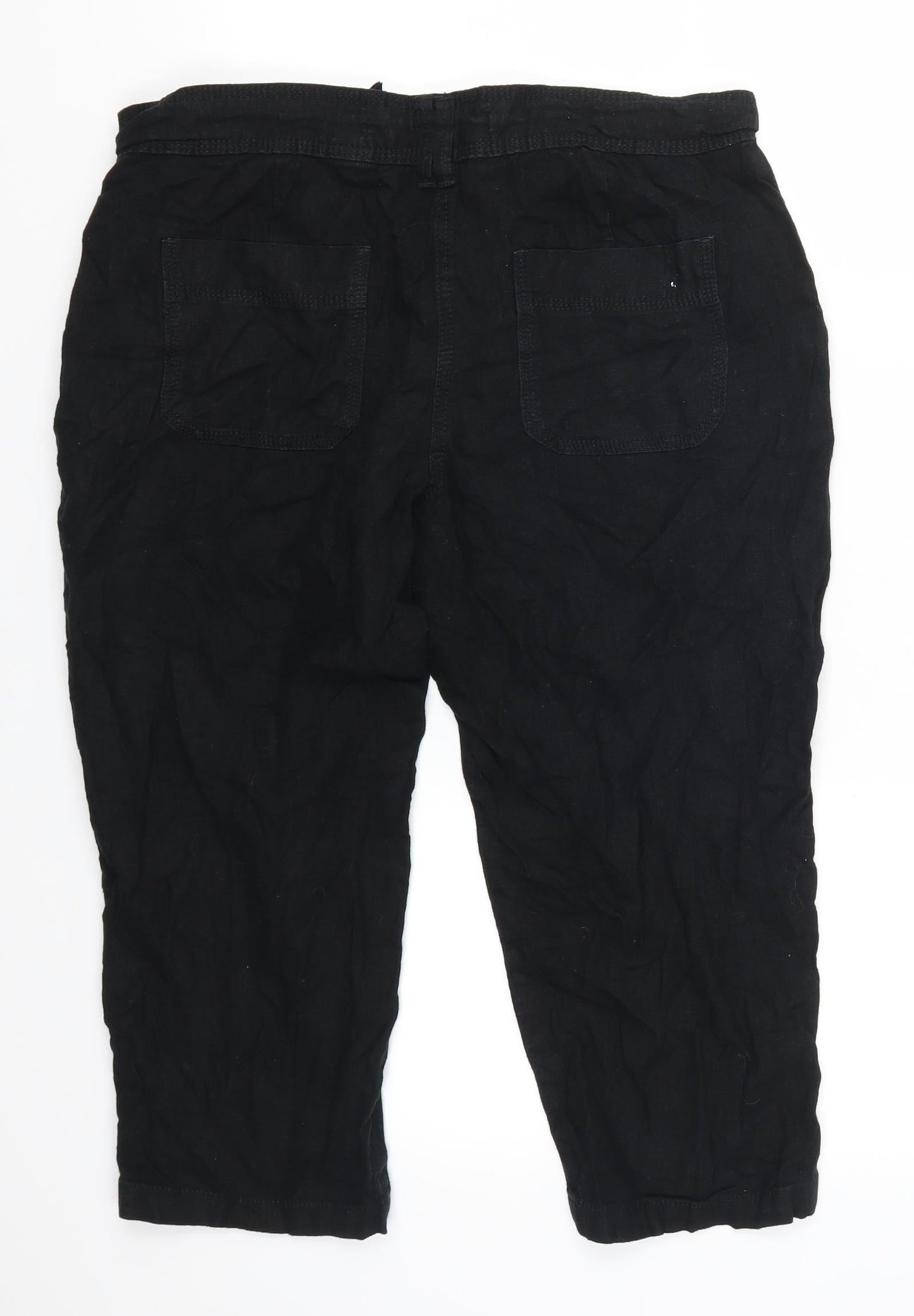 Womens UK Size 12 NEXT Regular Fit Cropped Black Trousers